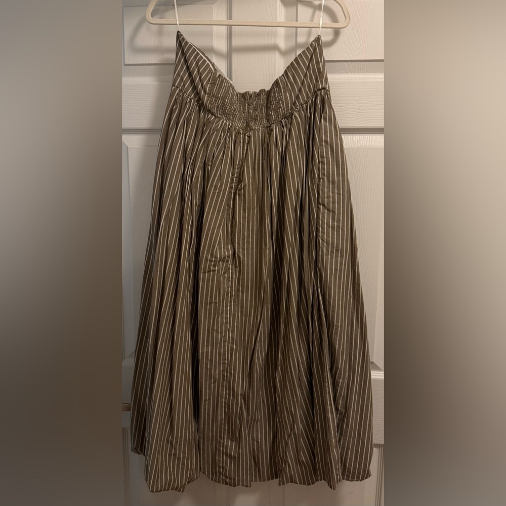 Lucky Brand Strapless Beige Cream Striped Midi Dress - Picture 4 of 7
